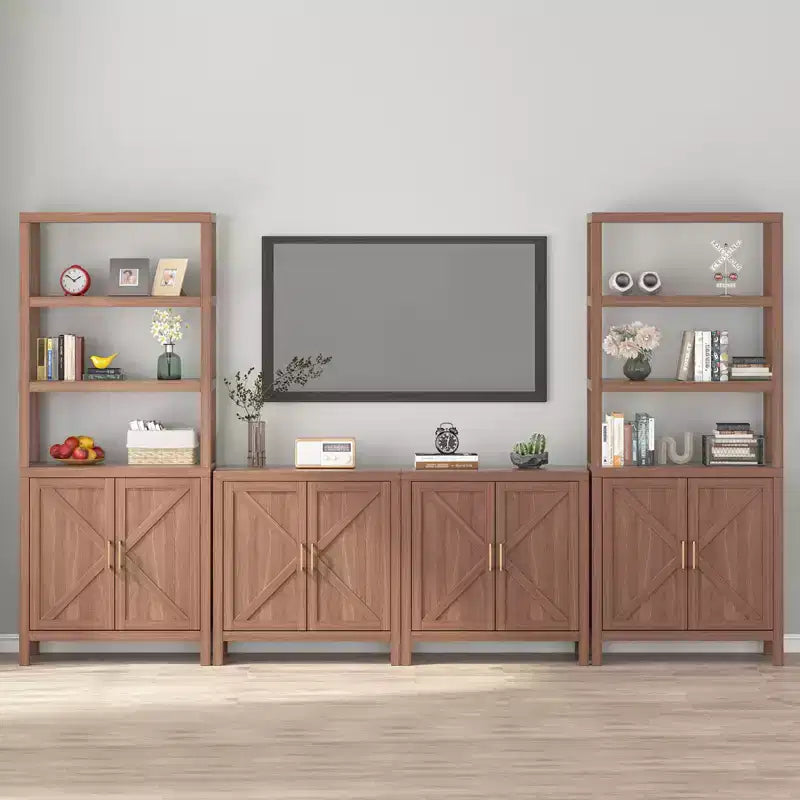 Buffet de cuisine rustique avec étagères réglables, Meuble console de bar à café, Armoire de rangement pour cuisine et salle à manger (H 90,1 cm x L 76,2 cm x P 35,5 cm)