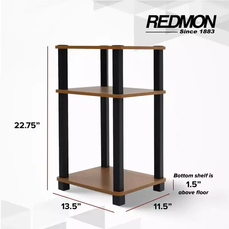 Table d'appoint à 3 étagères Redmon, meuble de rangement autoportant, grain de bois de chêne