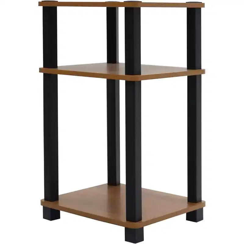 Table d'appoint à 3 étagères Redmon, meuble de rangement autoportant, grain de bois de chêne
