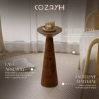 COZAYH Tables d'appoint rondes hautes pour salons ou chambres, noyer, lot de 2