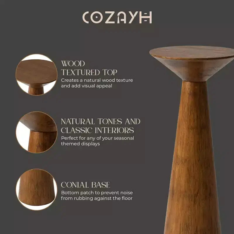 COZAYH Tables d'appoint rondes hautes pour salons ou chambres, noyer, lot de 2