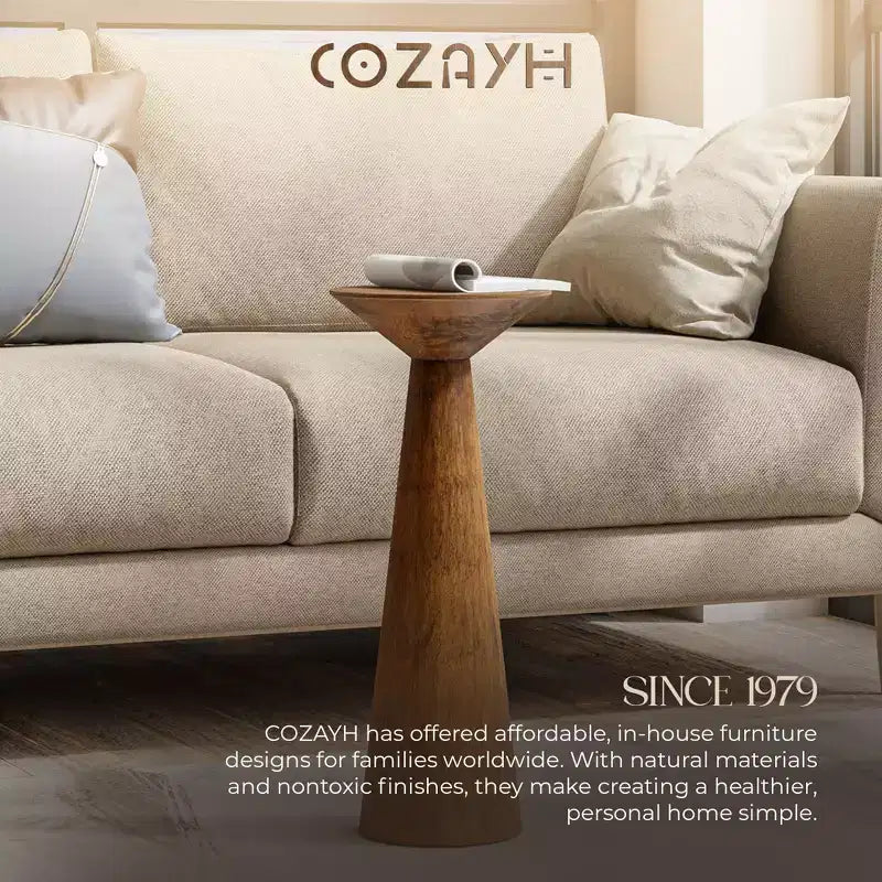 COZAYH Tables d'appoint rondes hautes pour salons ou chambres, noyer, lot de 2