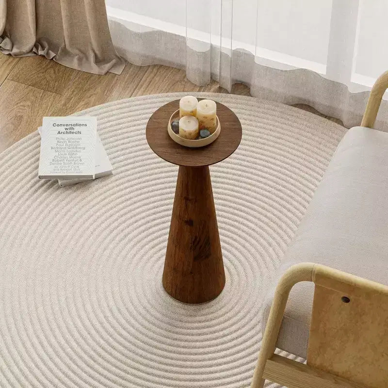 COZAYH Tables d'appoint rondes hautes pour salons ou chambres, noyer, lot de 2