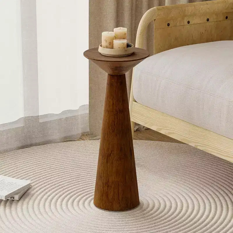 COZAYH Tables d'appoint rondes hautes pour salons ou chambres, noyer, lot de 2