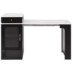 PexFix 59,5 Îlot de cuisine avec table à manger extensible Table de rangement de cuisine avec rangement double face avec prise de courant et étagères latérales ouvertes Noir