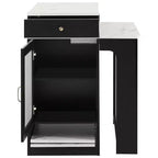 PexFix 59,5 Îlot de cuisine avec table à manger extensible Table de rangement de cuisine avec rangement double face avec prise de courant et étagères latérales ouvertes Noir