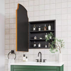 Armoire à pharmacie encadrée en métal 20x30 pouces - Armoire de salle de bain avec miroir et rangement, à fixer au mur ou encastrable, noir