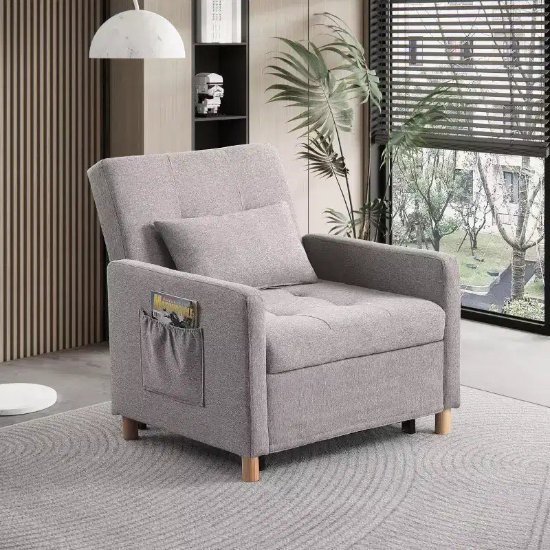 Fauteuil convertible moderne Okak avec lit gigogne, fauteuil rembourré pour salon, chambre, bureau