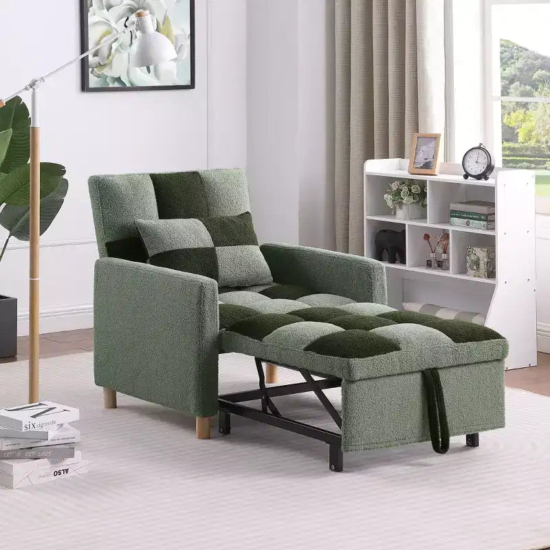 Fauteuil convertible moderne Okak avec lit gigogne, fauteuil rembourré pour salon, chambre, bureau