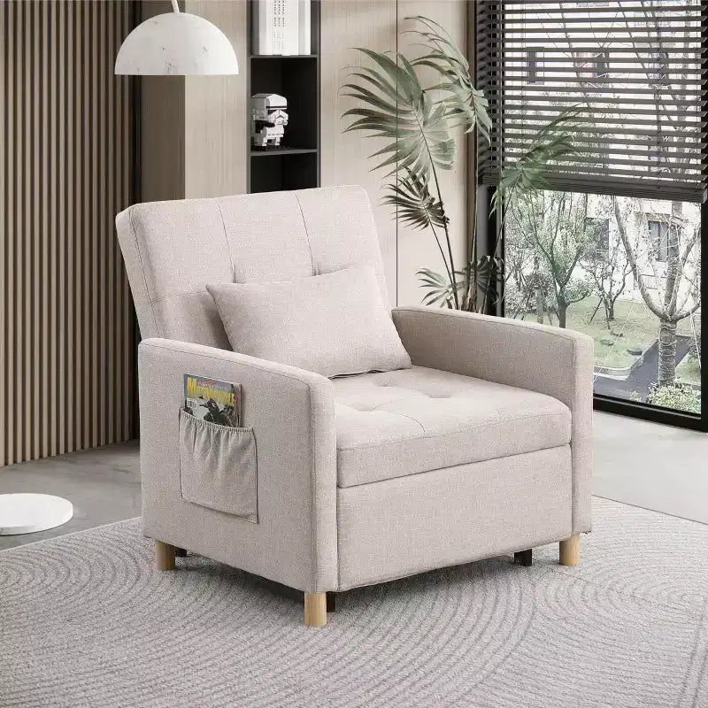 Fauteuil convertible moderne Okak avec lit gigogne, fauteuil rembourré pour salon, chambre, bureau