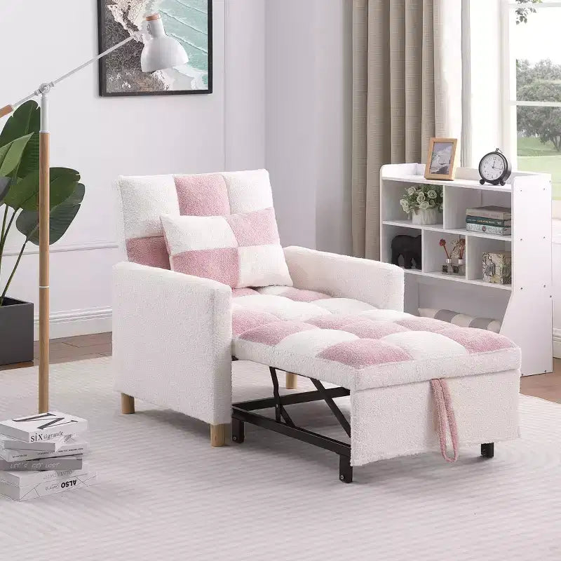 Fauteuil convertible moderne Okak avec lit gigogne, fauteuil rembourré pour salon, chambre, bureau