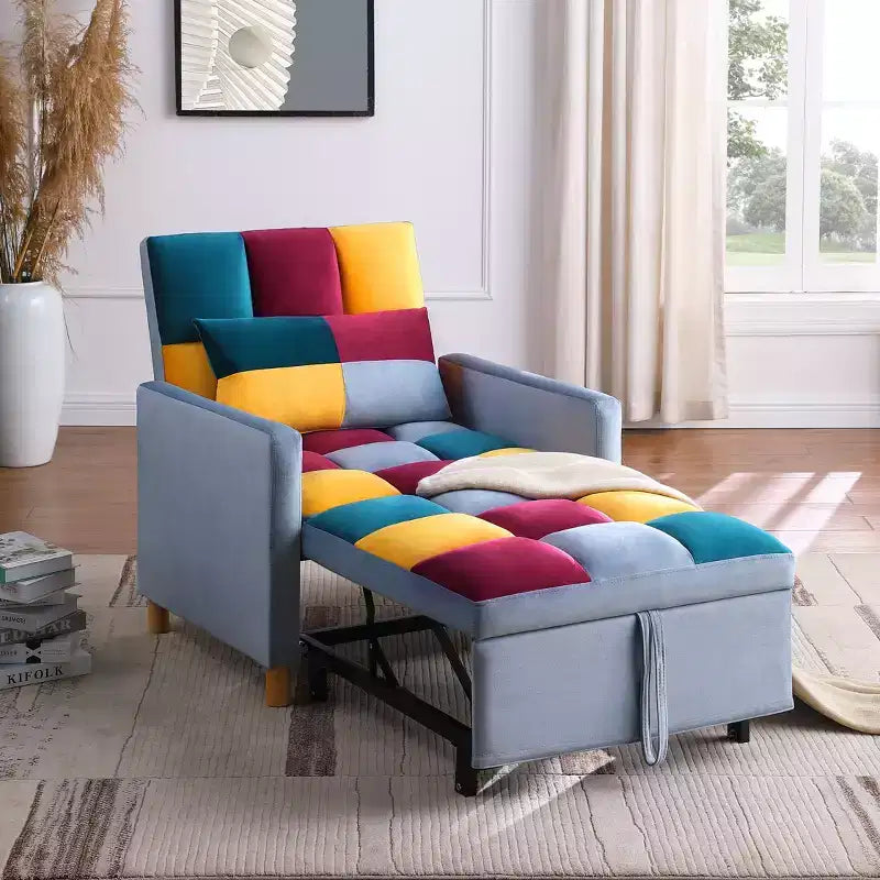 Fauteuil convertible moderne Okak avec lit gigogne, fauteuil rembourré pour salon, chambre, bureau