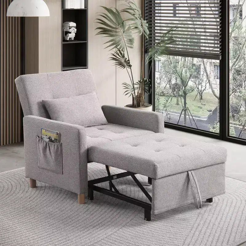 Fauteuil convertible moderne Okak avec lit gigogne, fauteuil rembourré pour salon, chambre, bureau