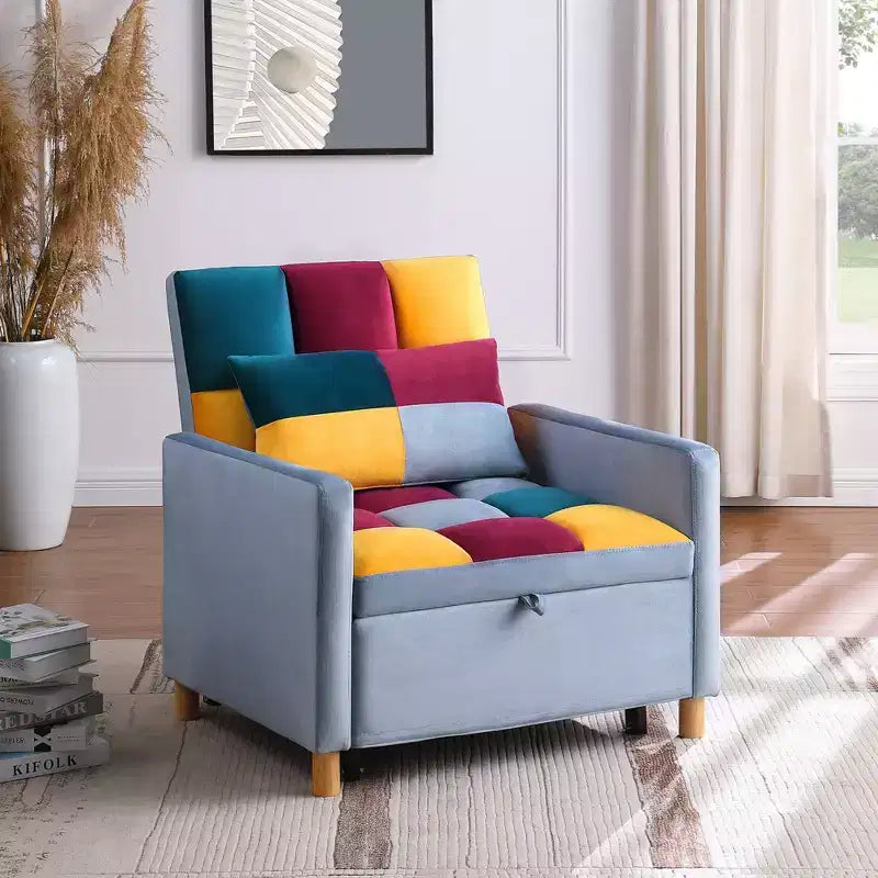 Fauteuil convertible moderne Okak avec lit gigogne, fauteuil rembourré pour salon, chambre, bureau