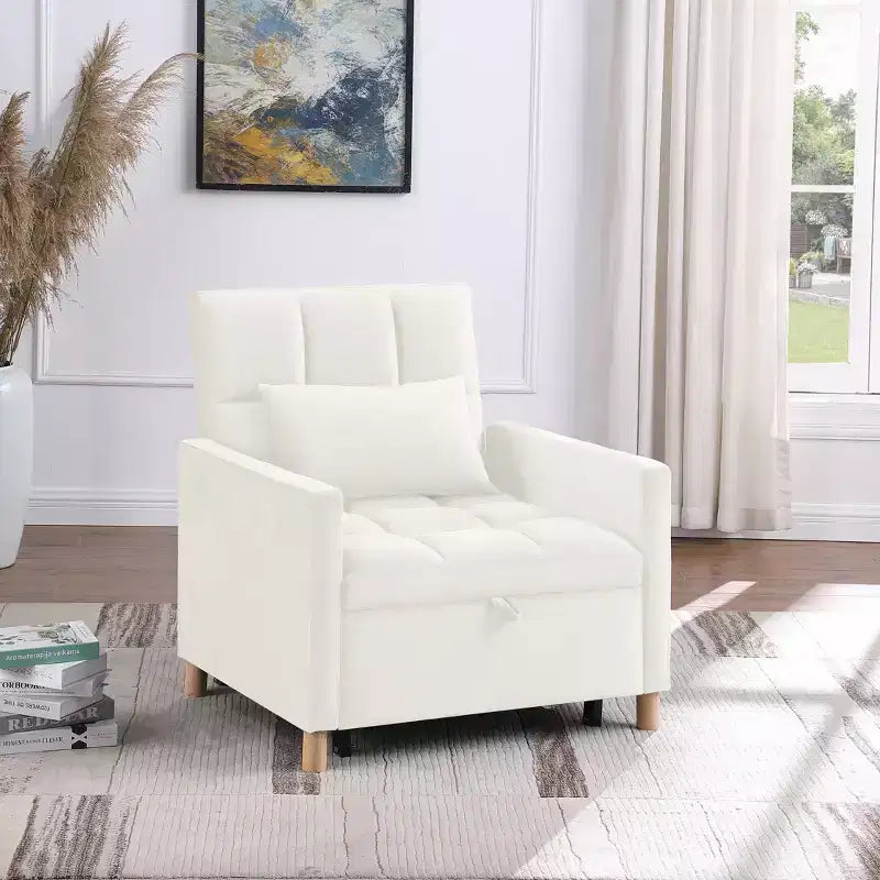 Fauteuil convertible moderne Okak avec lit gigogne, fauteuil rembourré pour salon, chambre, bureau