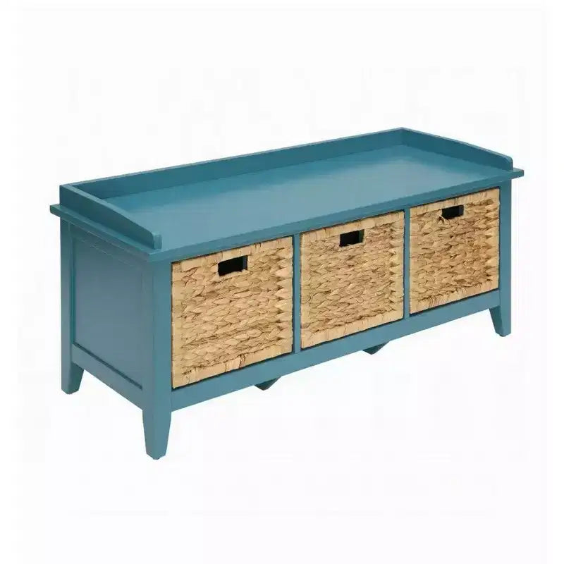 Banc en bois Royal Hampton avec panier de rangement, bleu