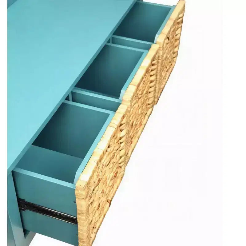 Banc en bois Royal Hampton avec panier de rangement, bleu