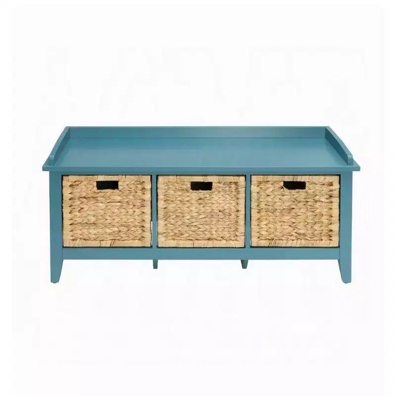 Banc en bois Royal Hampton avec panier de rangement, bleu