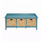 Banc en bois Royal Hampton avec panier de rangement, bleu