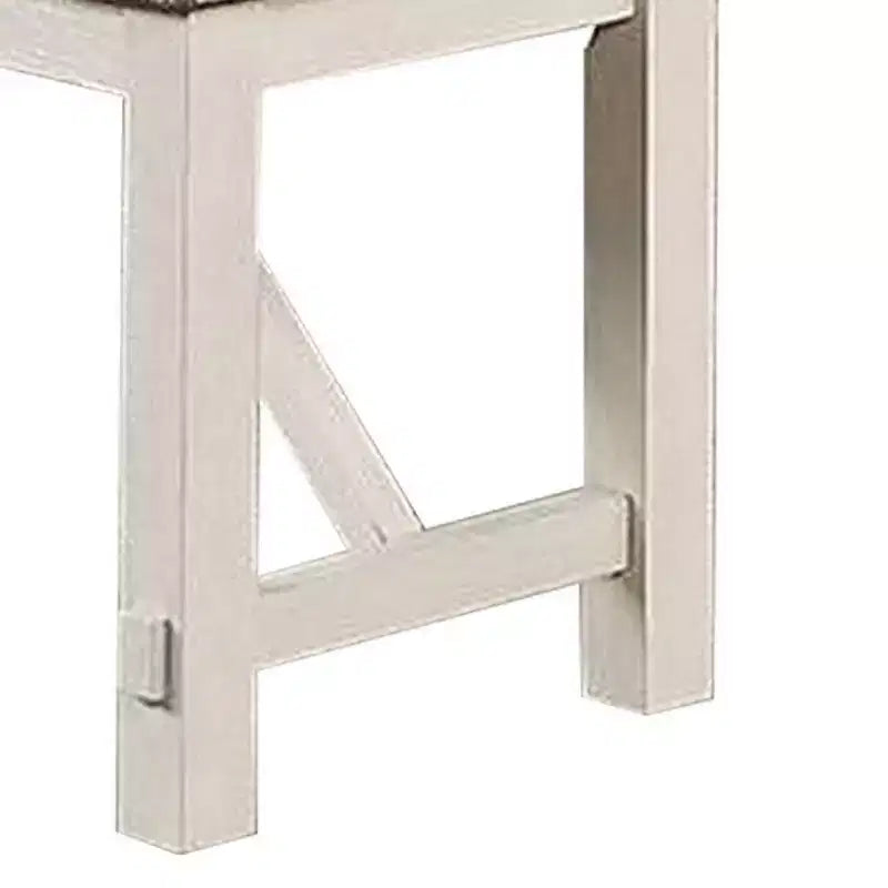Banc de salle à manger Royal Hampton 50 pouces, assise rembourrée en tissu, bois d'hévéa, gris et blanc