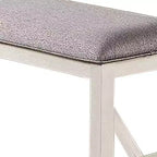 Banc de salle à manger Royal Hampton 50 pouces, assise rembourrée en tissu, bois d'hévéa, gris et blanc