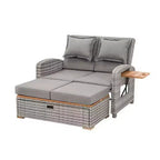 Chaise longue inclinable d'extérieur Royal Hampton avec banc de rangement, oreillers, gris