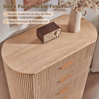 Commode haute à 5 tiroirs pour chambre à coucher, 121,4 cm de hauteur avec poignées dorées, profil incurvé, commode de rangement en bois pour salon