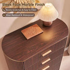 Commode haute à 5 tiroirs pour chambre à coucher, 121,4 cm de hauteur avec poignées dorées, profil incurvé, commode de rangement en bois pour salon