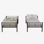 Bellemave Lit superposé en métal jumeau sur jumeau pour enfants, cadre en acier robuste avec échelle et garde-corps, convertible en 2 lits, pas besoin de sommier tapissier