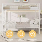 Bellemave Lit superposé en métal jumeau sur jumeau pour enfants, cadre en acier robuste avec échelle et garde-corps, convertible en 2 lits, pas besoin de sommier tapissier