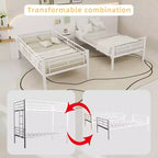 Bellemave Lit superposé en métal jumeau sur jumeau pour enfants, cadre en acier robuste avec échelle et garde-corps, convertible en 2 lits, pas besoin de sommier tapissier