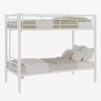 Bellemave Lit superposé en métal jumeau sur jumeau pour enfants, cadre en acier robuste avec échelle et garde-corps, convertible en 2 lits, pas besoin de sommier tapissier