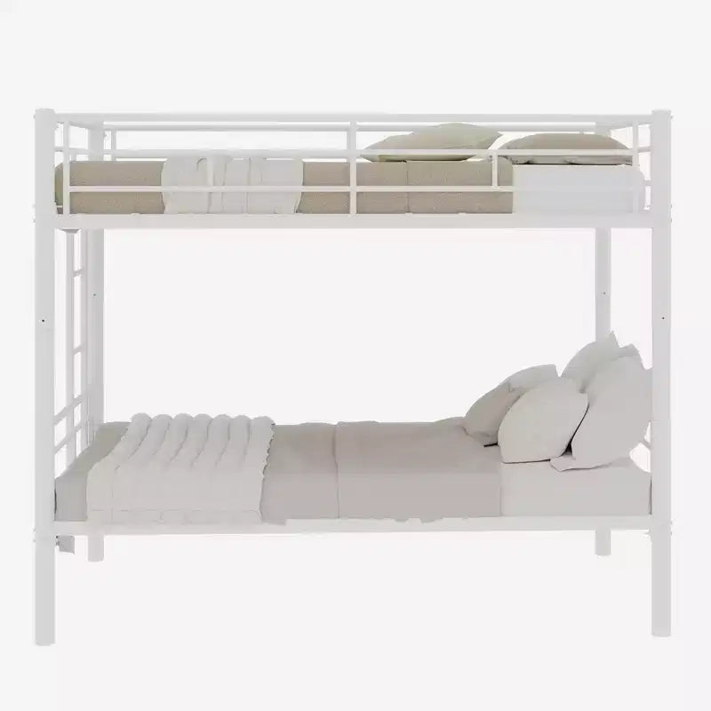 Bellemave Lit superposé en métal jumeau sur jumeau pour enfants, cadre en acier robuste avec échelle et garde-corps, convertible en 2 lits, pas besoin de sommier tapissier