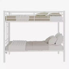 Bellemave Lit superposé en métal jumeau sur jumeau pour enfants, cadre en acier robuste avec échelle et garde-corps, convertible en 2 lits, pas besoin de sommier tapissier