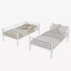 Bellemave Lit superposé en métal jumeau sur jumeau pour enfants, cadre en acier robuste avec échelle et garde-corps, convertible en 2 lits, pas besoin de sommier tapissier