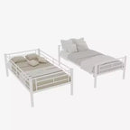 Bellemave Lit superposé en métal jumeau sur jumeau pour enfants, cadre en acier robuste avec échelle et garde-corps, convertible en 2 lits, pas besoin de sommier tapissier