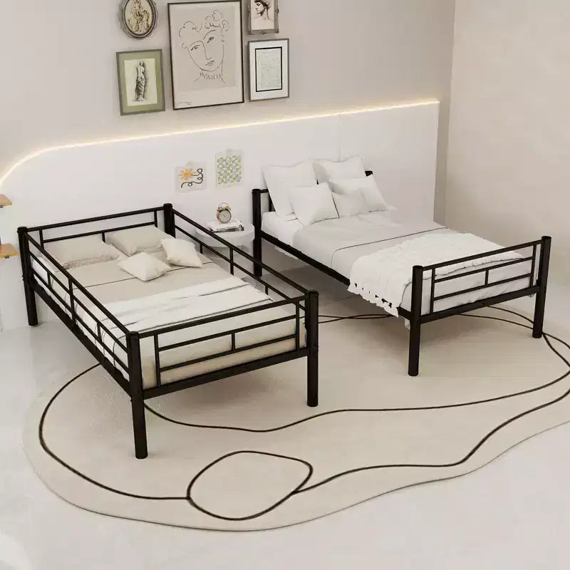 Bellemave Lit superposé en métal jumeau sur jumeau pour enfants, cadre en acier robuste avec échelle et garde-corps, convertible en 2 lits, pas besoin de sommier tapissier