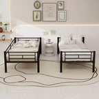 Bellemave Lit superposé en métal jumeau sur jumeau pour enfants, cadre en acier robuste avec échelle et garde-corps, convertible en 2 lits, pas besoin de sommier tapissier