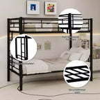 Bellemave Lit superposé en métal jumeau sur jumeau pour enfants, cadre en acier robuste avec échelle et garde-corps, convertible en 2 lits, pas besoin de sommier tapissier
