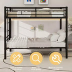 Bellemave Lit superposé en métal jumeau sur jumeau pour enfants, cadre en acier robuste avec échelle et garde-corps, convertible en 2 lits, pas besoin de sommier tapissier