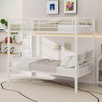 Bellemave Lit superposé en métal jumeau sur jumeau pour enfants, cadre en acier robuste avec échelle et garde-corps, convertible en 2 lits, pas besoin de sommier tapissier