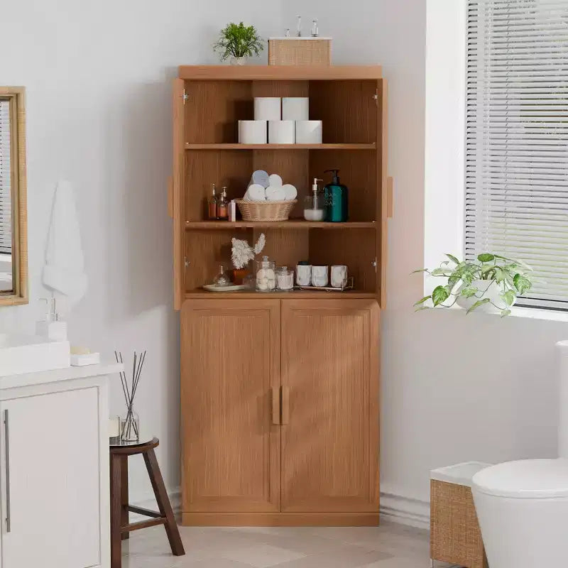 MAYEERTY Meubles de rangement utilitaires modernes à 4 portes Rangement efficace pour salon, salle à manger, chambre à coucher Beige Lot de 2
