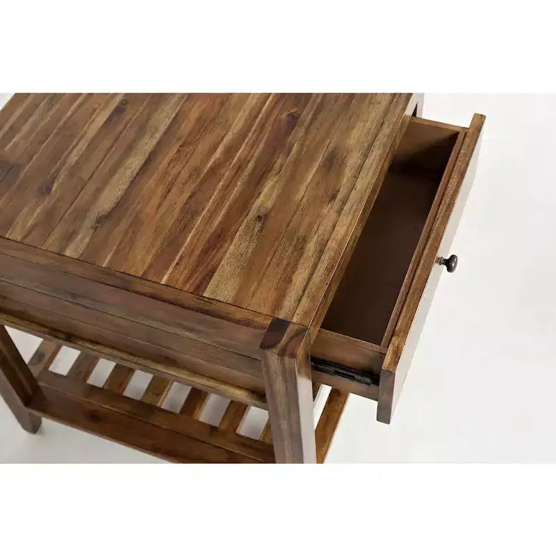 Jofran, table d'appoint carrée en bois massif Beacon Street Modern Essential