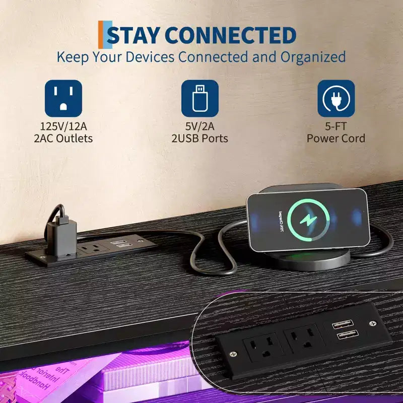 Meuble TV pour téléviseurs de 65, 70, 75 pouces, commode longue à 10 tiroirs avec prises de courant, meuble TV de 63 pouces avec tiroirs de rangement