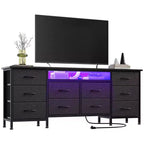 TV Stand for 65, 70, 75 Inch TV, 10 Drawer Long Dresser with Power Outlets , 63 Inch Entertainment Center TV Stand Dresser Storage Drawers