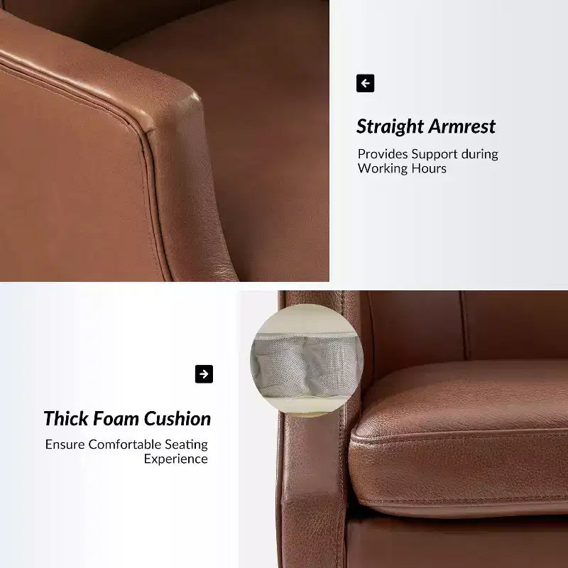 Chaise de bureau Gonzalo en cuir véritable avec dossier haut|ARTFUL LIVING DESIGNS