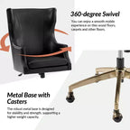 Chaise de bureau Gonzalo en cuir véritable avec dossier haut|ARTFUL LIVING DESIGNS