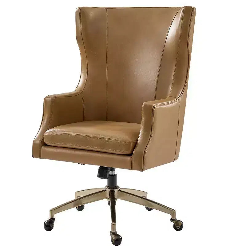 Chaise de bureau Gonzalo en cuir véritable avec dossier haut|ARTFUL LIVING DESIGNS
