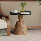 Table basse Okak Unique en forme de fleur avec tiroir de rangement caché, Table d'appoint en placage de bois pour salon, appartement