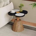 Okak Unique Fluted Flower-Shaped Coffee Table with Hidden Storage Drawer,Wooden Veneer Center Table for Living Room,Apartment